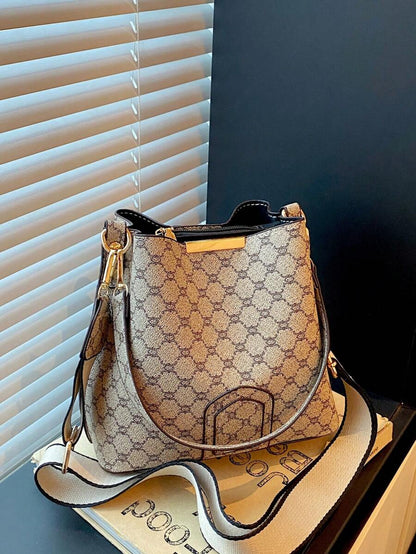 Lausanne Suede Look Bucket Bag with Wide Shoulder Strap