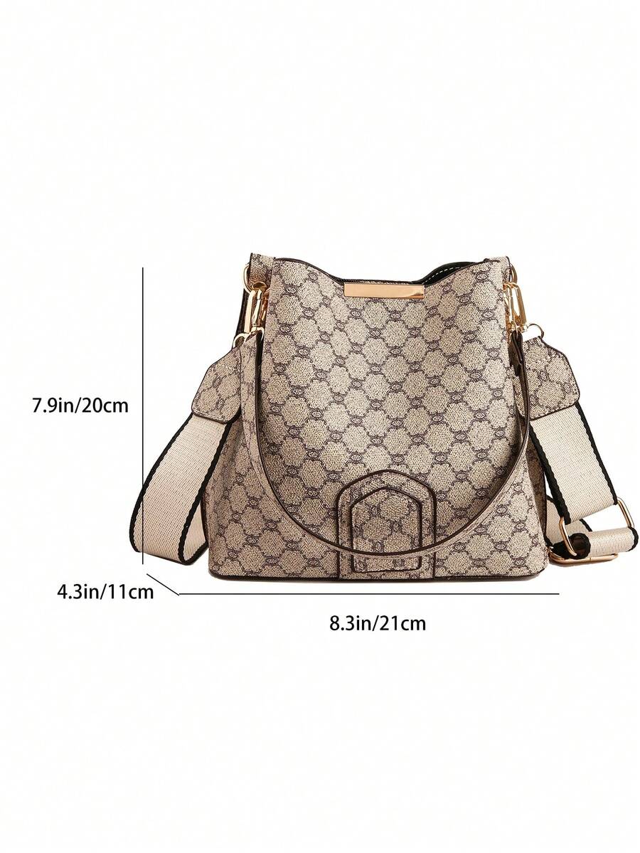 Lausanne Suede Look Bucket Bag with Wide Shoulder Strap
