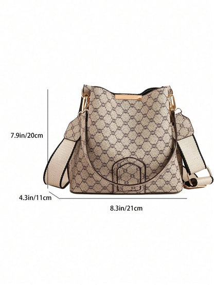 Lausanne Suede Look Bucket Bag with Wide Shoulder Strap