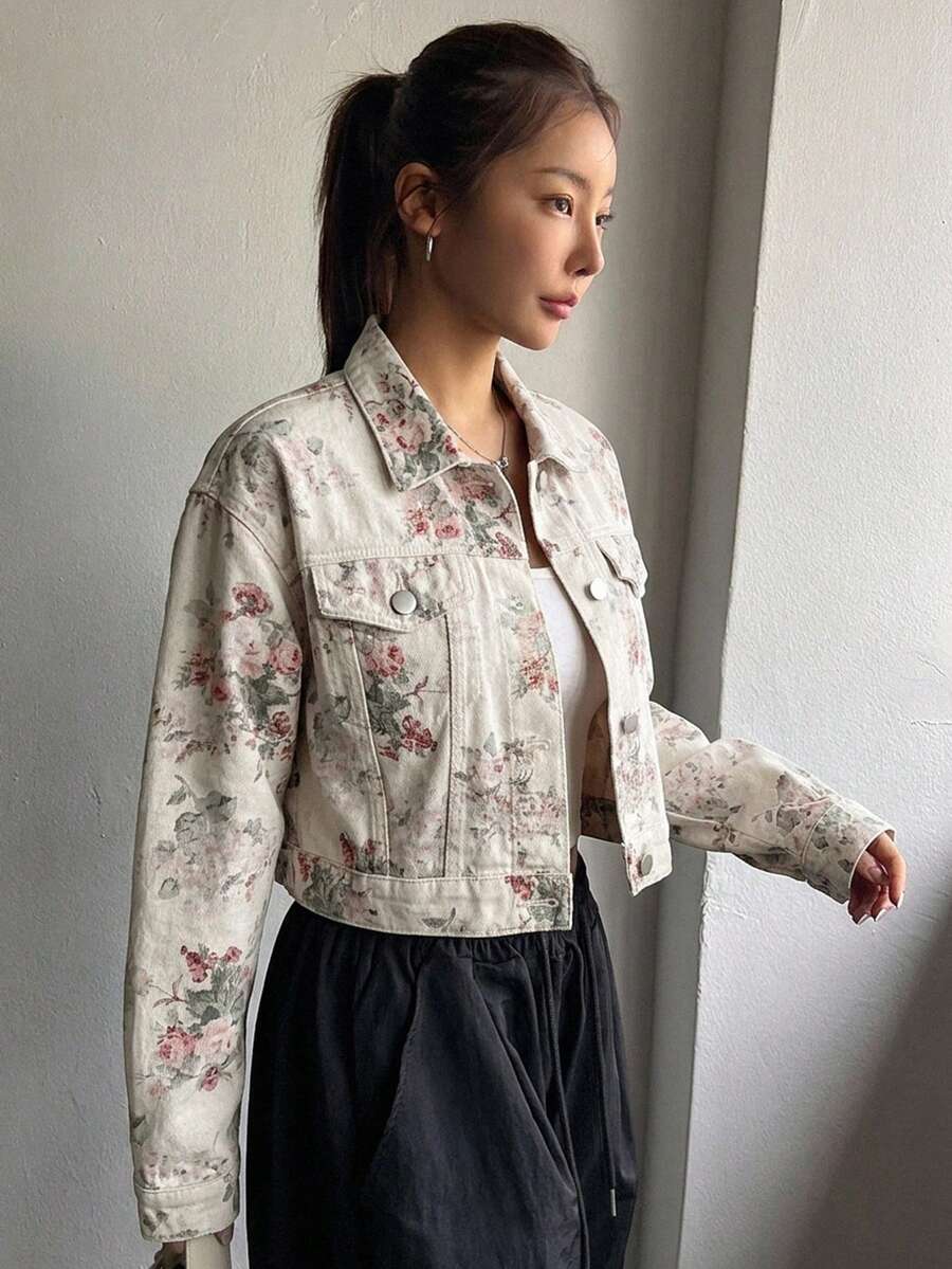 Helena Drop Shoulder Crop Denim Jacket - Light Wash