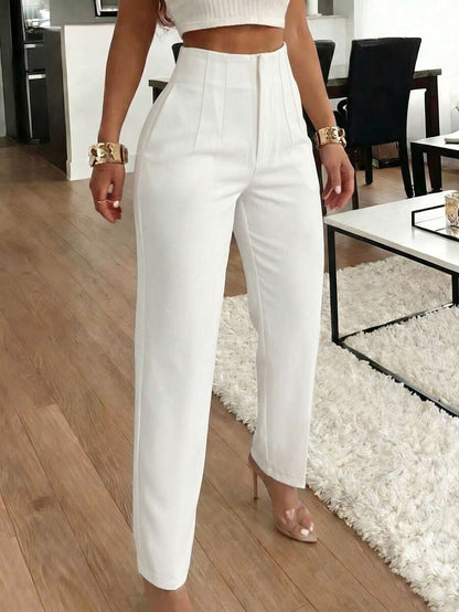 Women's Pleated Tapered Ankle Trousers, Stretch Dress Pants for Work Office - Blue