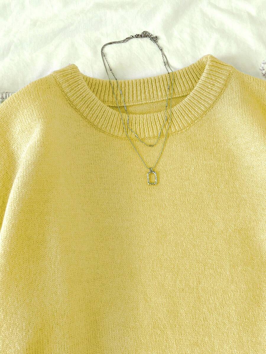 Women's Oversized Crew Neck Pullover Sweater, Relaxed Knit Sweater for Fall Winter - Green