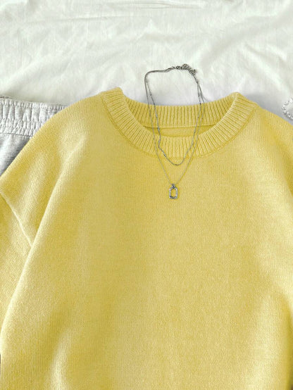 Women's Oversized Crew Neck Pullover Sweater, Relaxed Knit Sweater for Fall Winter - Dark Grey