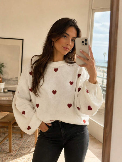 Cumbria Heart Pattern Loose Knit Sweater