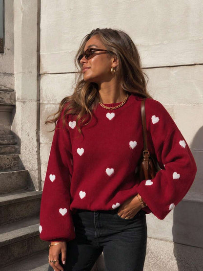 Cumbria Heart Pattern Loose Knit Sweater
