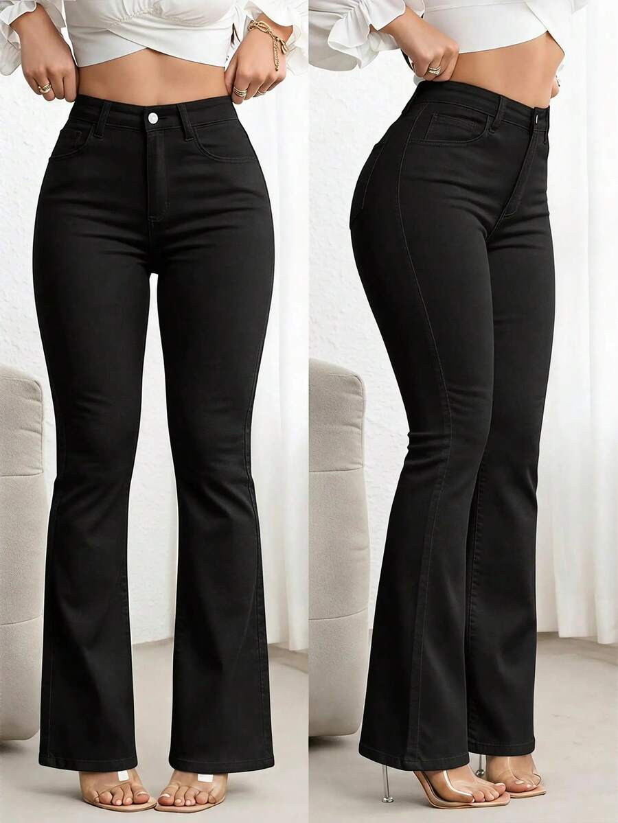 Annapolis High Waist Flare Leg Jeans with Pockets
