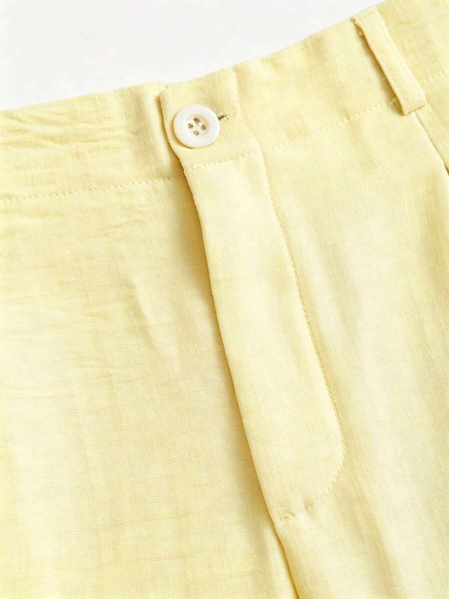 Katya Pleated Wide Leg Pants Tailored High Rise Trousers - Butter Yellow