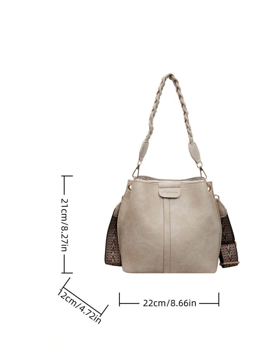 Lausanne Suede Look Bucket Bag with Wide Shoulder Strap