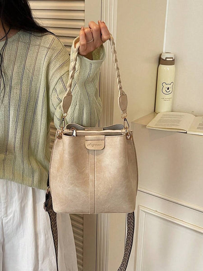 Lausanne Suede Look Bucket Bag with Wide Shoulder Strap