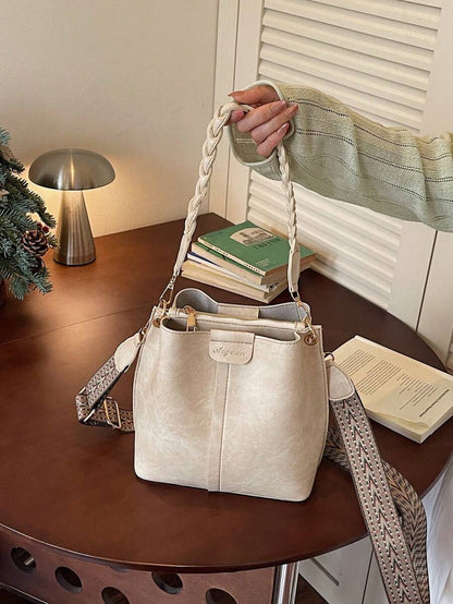 Lausanne Suede Look Bucket Bag with Wide Shoulder Strap