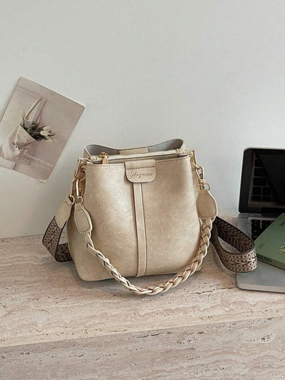 Lausanne Suede Look Bucket Bag with Wide Shoulder Strap