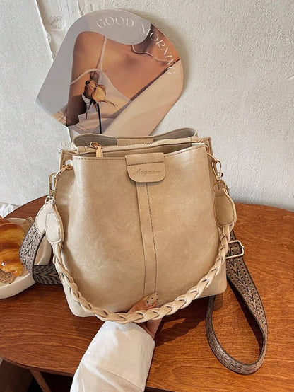 Lausanne Suede Look Bucket Bag with Wide Shoulder Strap