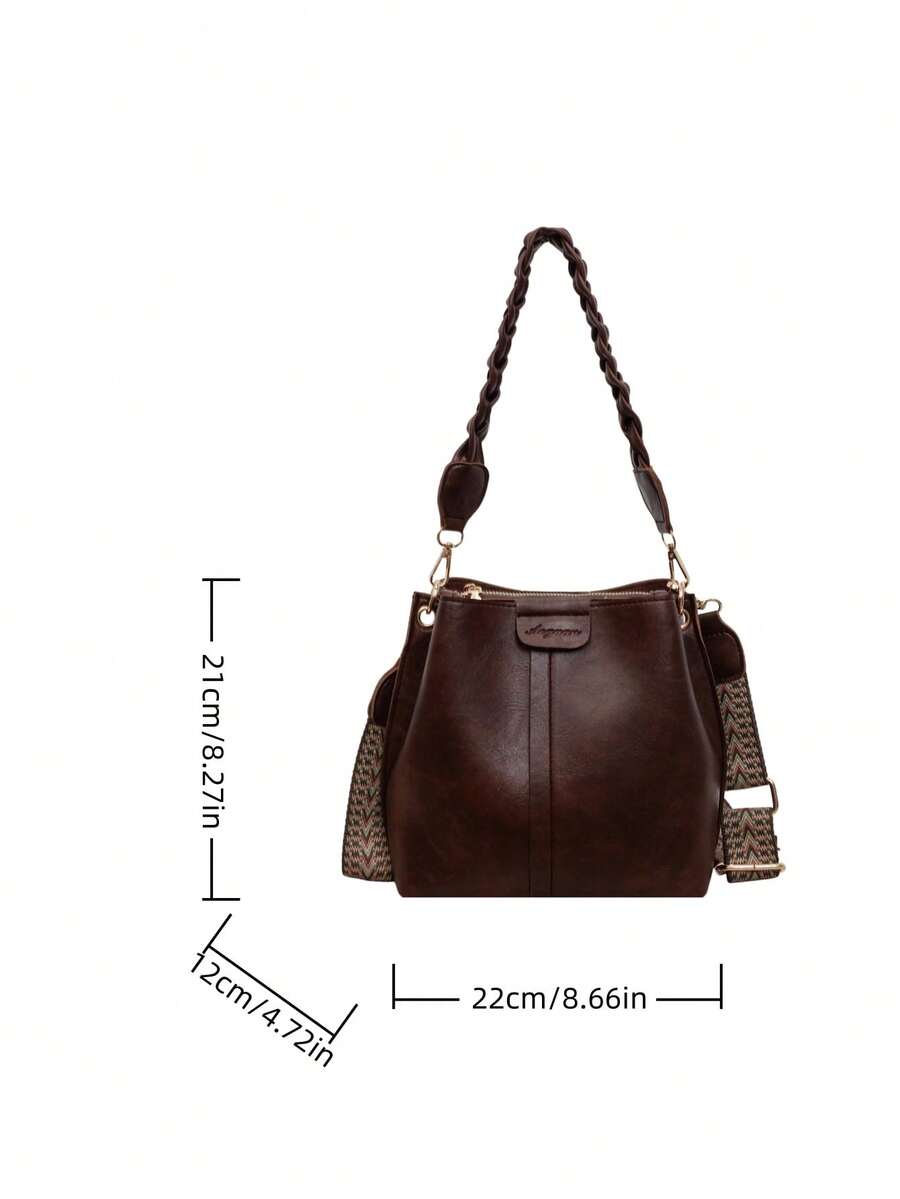 Lausanne Suede Look Bucket Bag with Wide Shoulder Strap