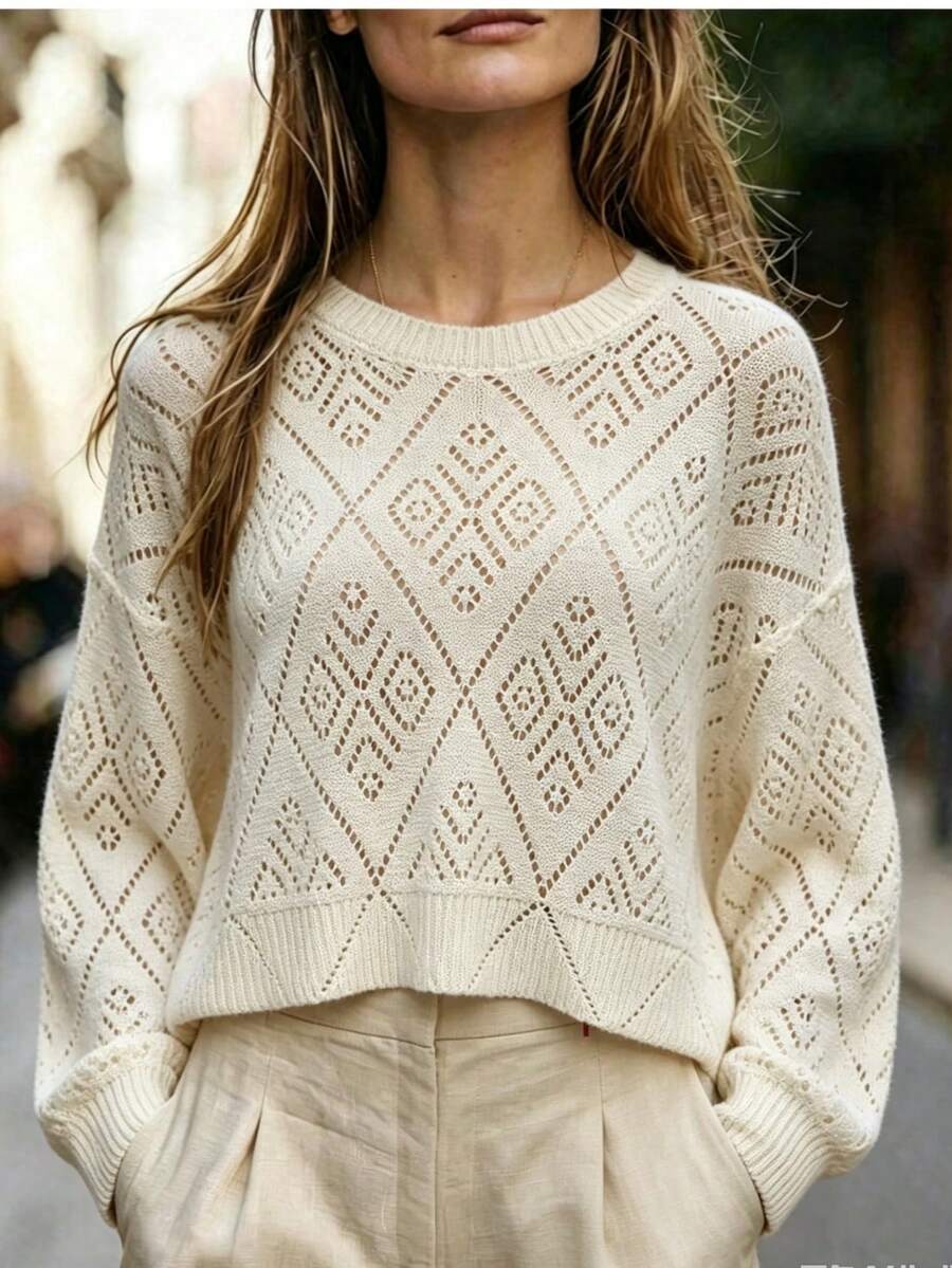 Audrey Striped Drop Shoulder Pullover Sweater - Olive Green