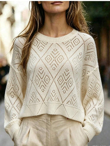 Audrey Striped Drop Shoulder Pullover Sweater - Olive Green