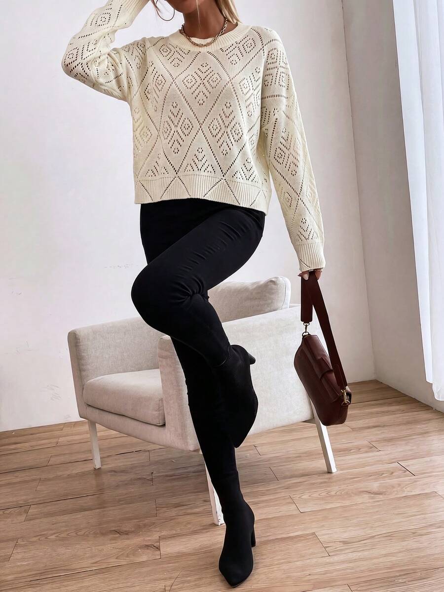 Audrey Striped Drop Shoulder Pullover Sweater - Grey