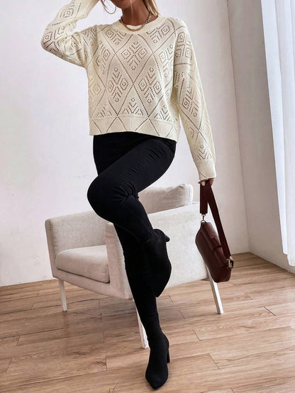 Audrey Striped Drop Shoulder Pullover Sweater - Grey