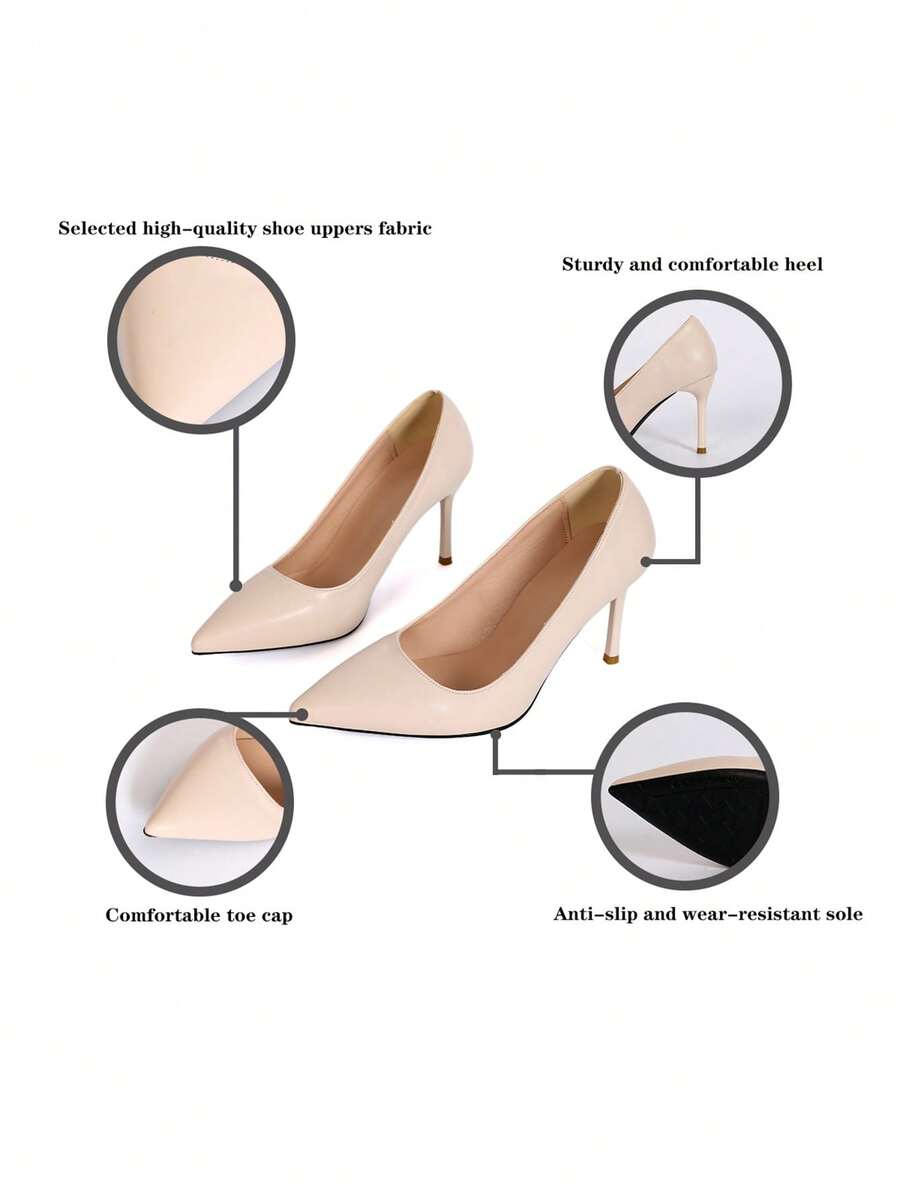 Women's Pointed Toe Patent Stiletto Pumps, Glossy Faux Leather High Heel Dress Shoes for Party and Work