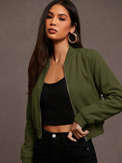 Steamboat Zip Up Bomber Jacket with Ribbed Trim