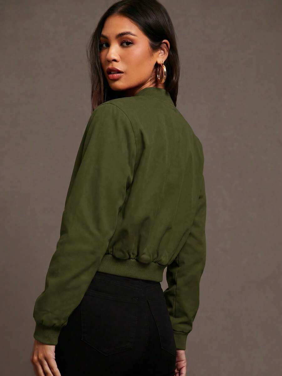 Steamboat Zip Up Bomber Jacket with Ribbed Trim