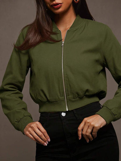 Steamboat Zip Up Bomber Jacket with Ribbed Trim