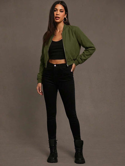 Steamboat Zip Up Bomber Jacket with Ribbed Trim