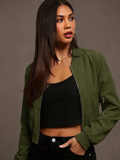 Steamboat Zip Up Bomber Jacket with Ribbed Trim