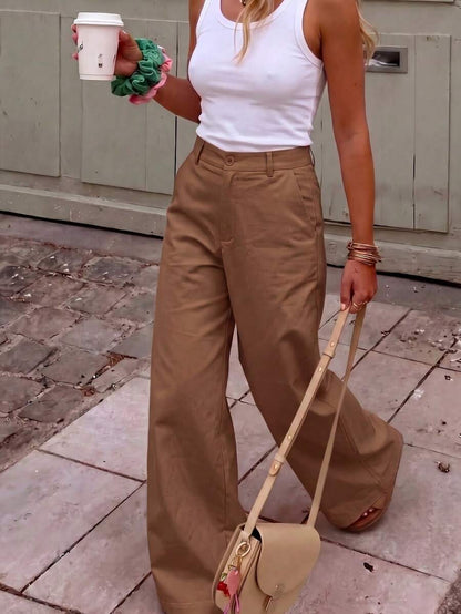 Belsize Loose Wide Leg Pants with Pockets