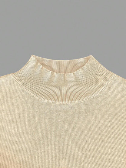 Women's Mock Neck Short Sleeve Knit Top, Fitted Sweater Tee for Work and Layering - Royal Blue