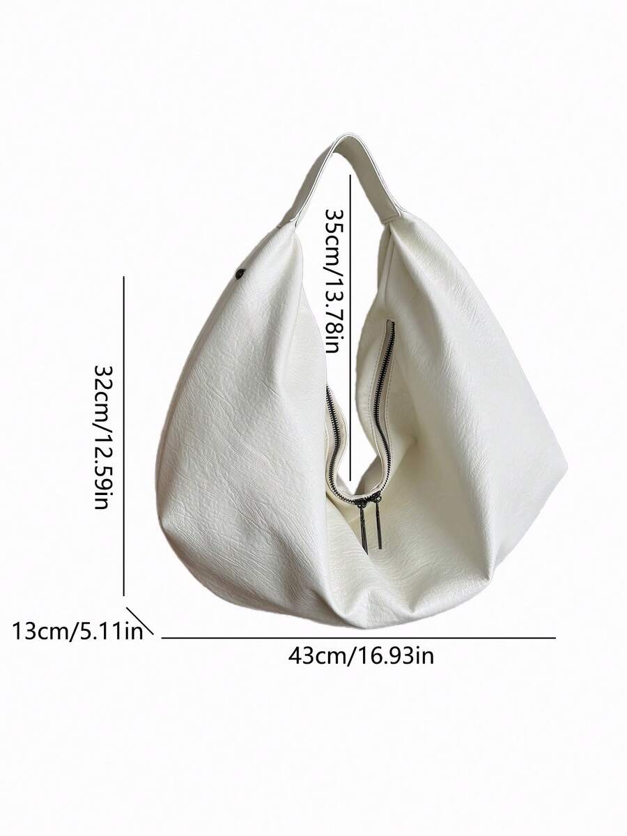 Women's Slouchy Hobo Shoulder Bag, Faux Suede Zip Top Purse for Everyday and Travel