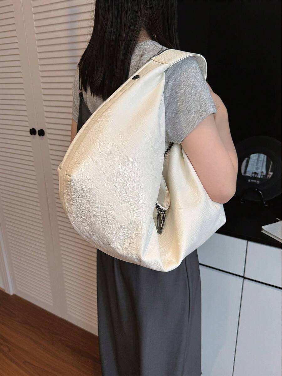 Women's Slouchy Hobo Shoulder Bag, Faux Suede Zip Top Purse for Everyday and Travel