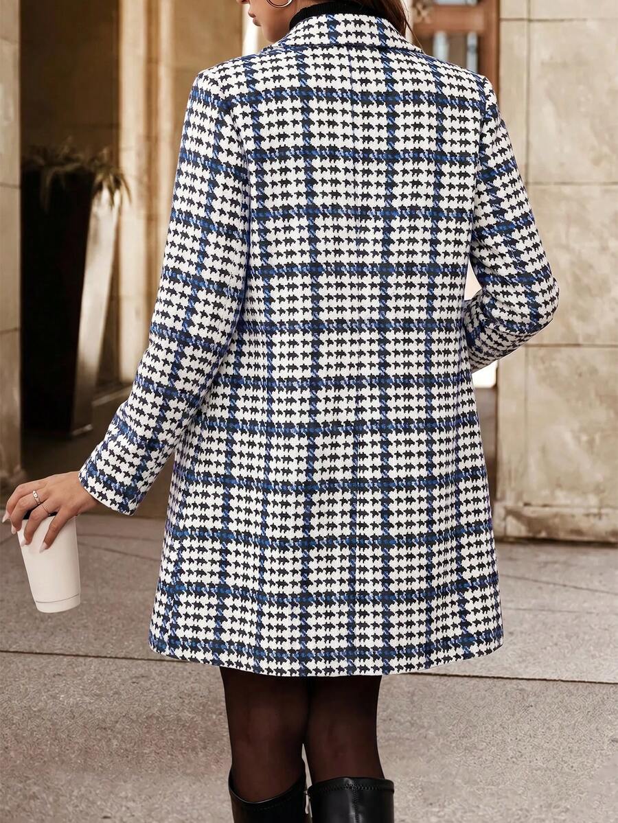 Aveline Double-Breasted Lapel Coat with Tailored Thigh-Length Cut - Dusty Blue
