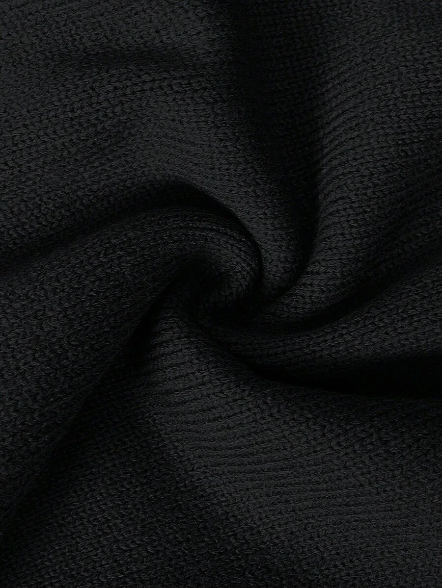 Henrietta Classic V-Neck Long Sleeve Knit Pullover Sweater - Black