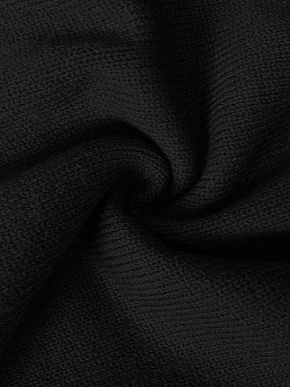 Henrietta Classic V-Neck Long Sleeve Knit Pullover Sweater - Black