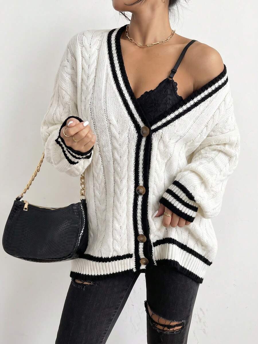 Adelaide Cable Knit Bishop Sleeve Cardigan - Olive Green
