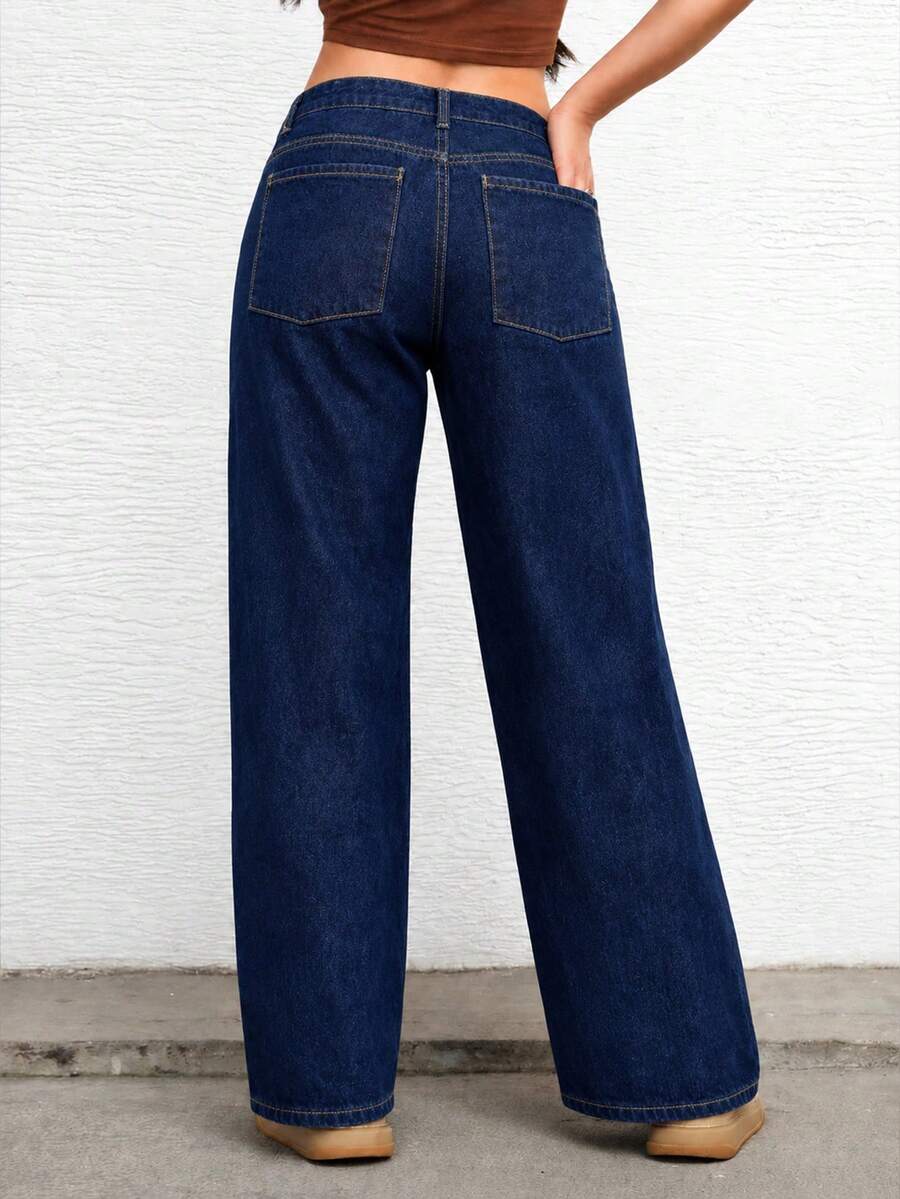 Ravenna High Waisted Wide Leg Baggy Jeans with Pockets