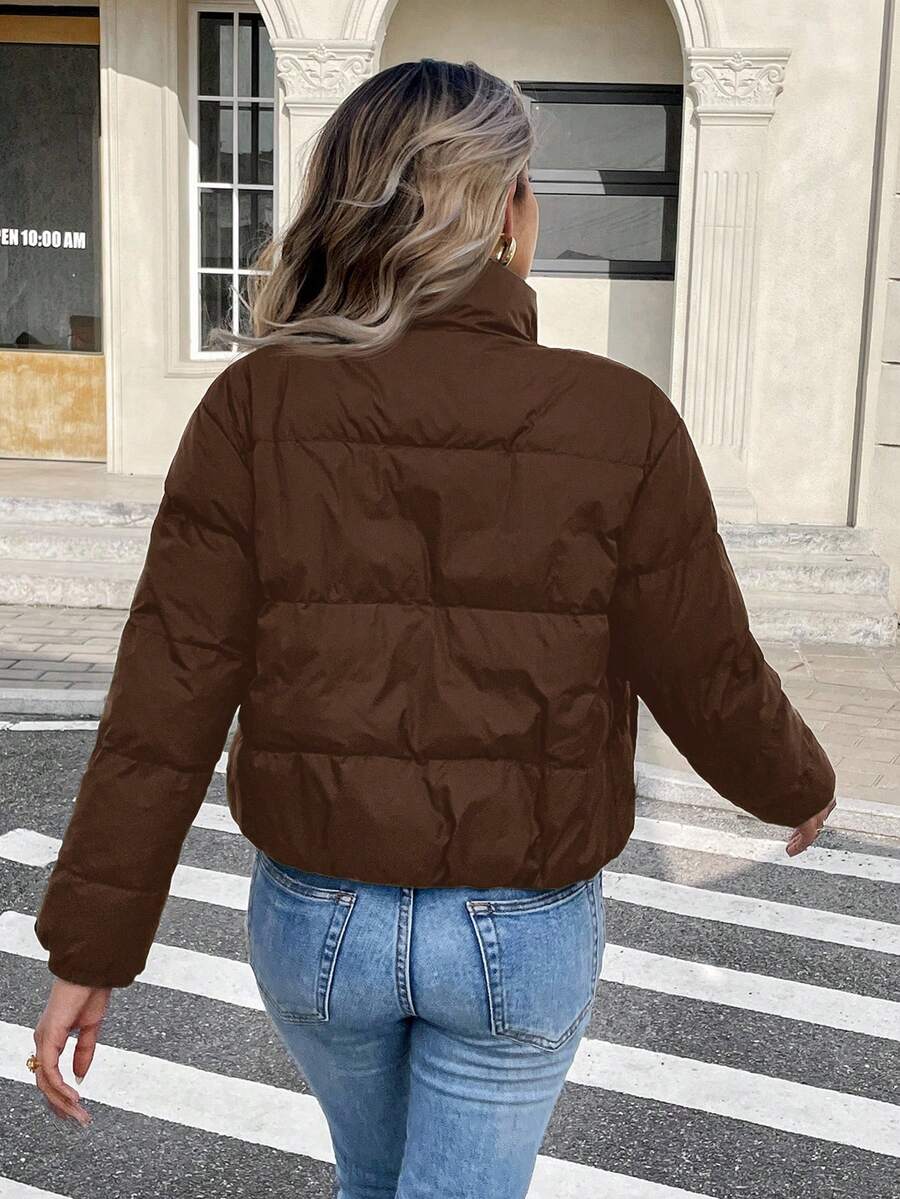 Revelstoke Reversible Cropped Puffer Jacket with Stand Collar