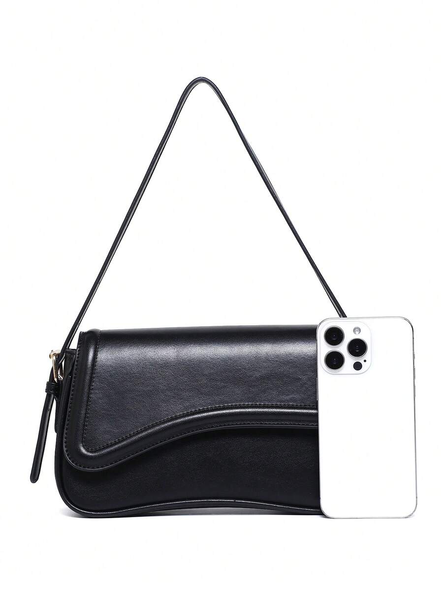 Riga Patent Faux Leather Flap Shoulder Bag