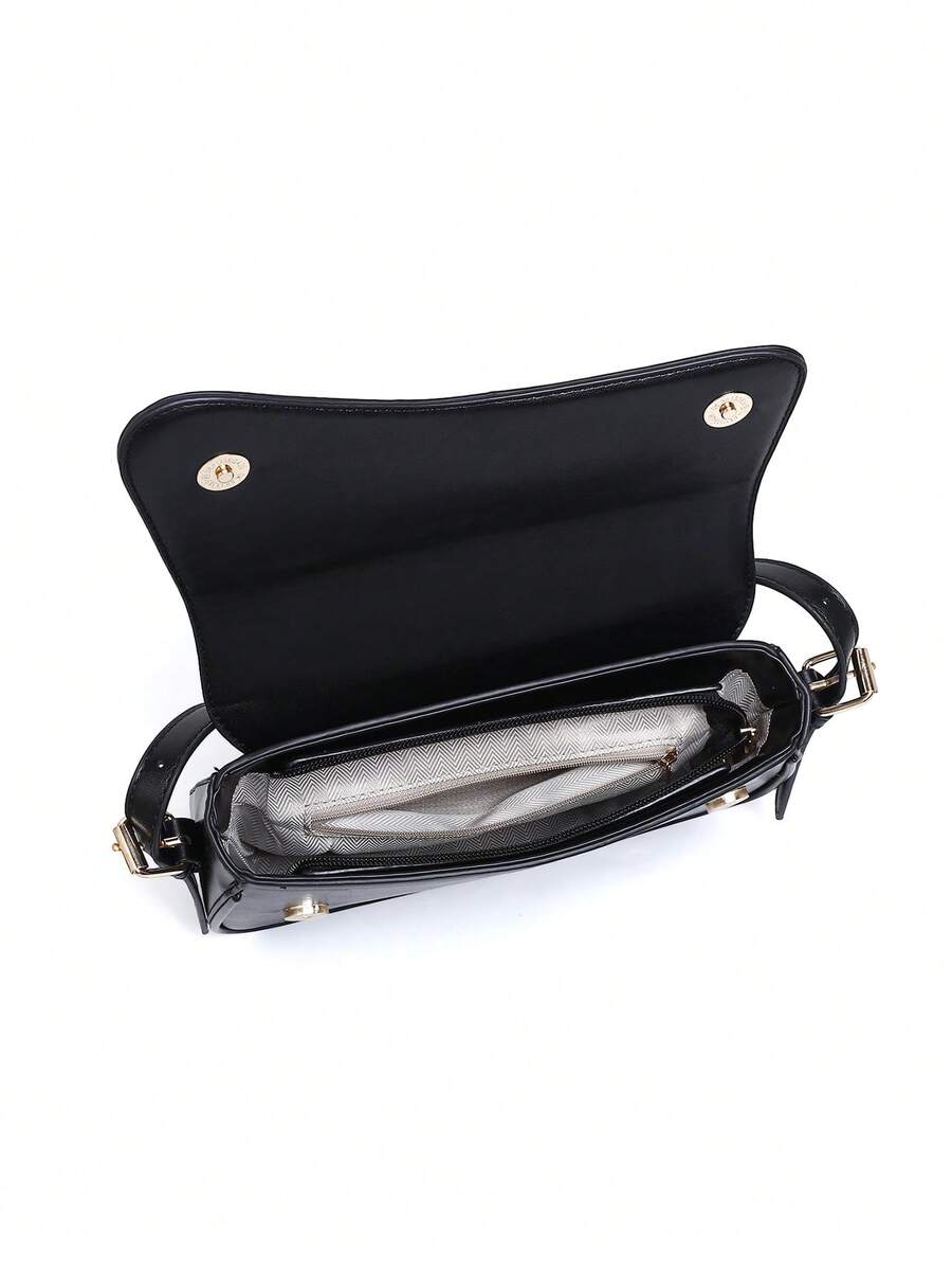 Riga Patent Faux Leather Flap Shoulder Bag