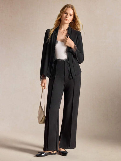 Cora Open Front Knit Blazer Jacket - Burgundy