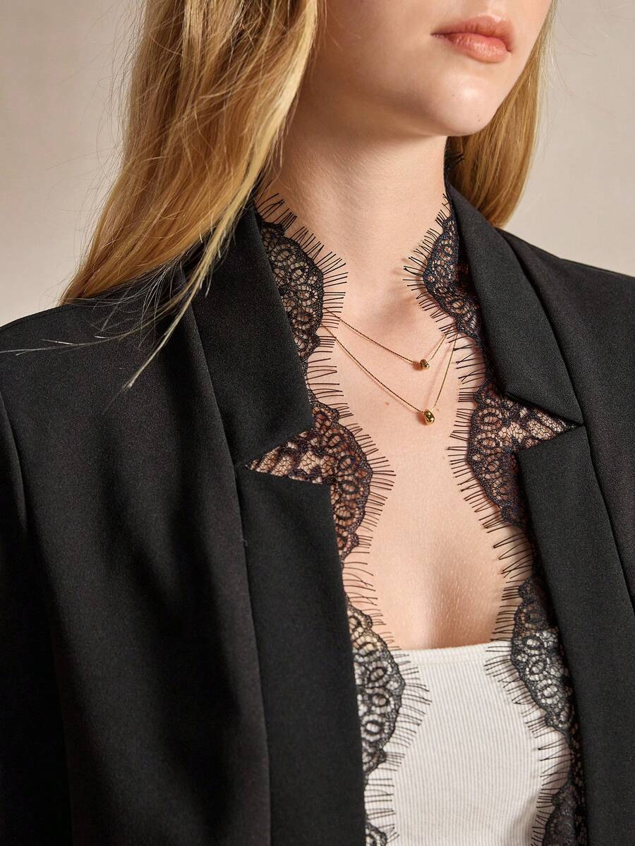 Cora Open Front Knit Blazer Jacket - Purple