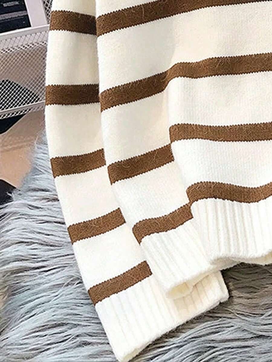 Bernina Striped Half Zip Collared Knit Sweater