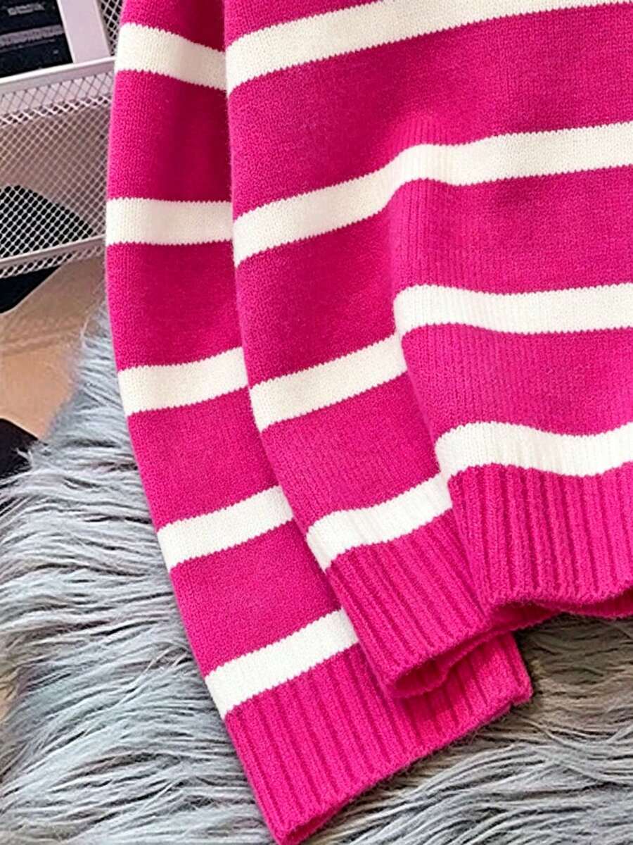 Bernina Striped Half Zip Collared Knit Sweater