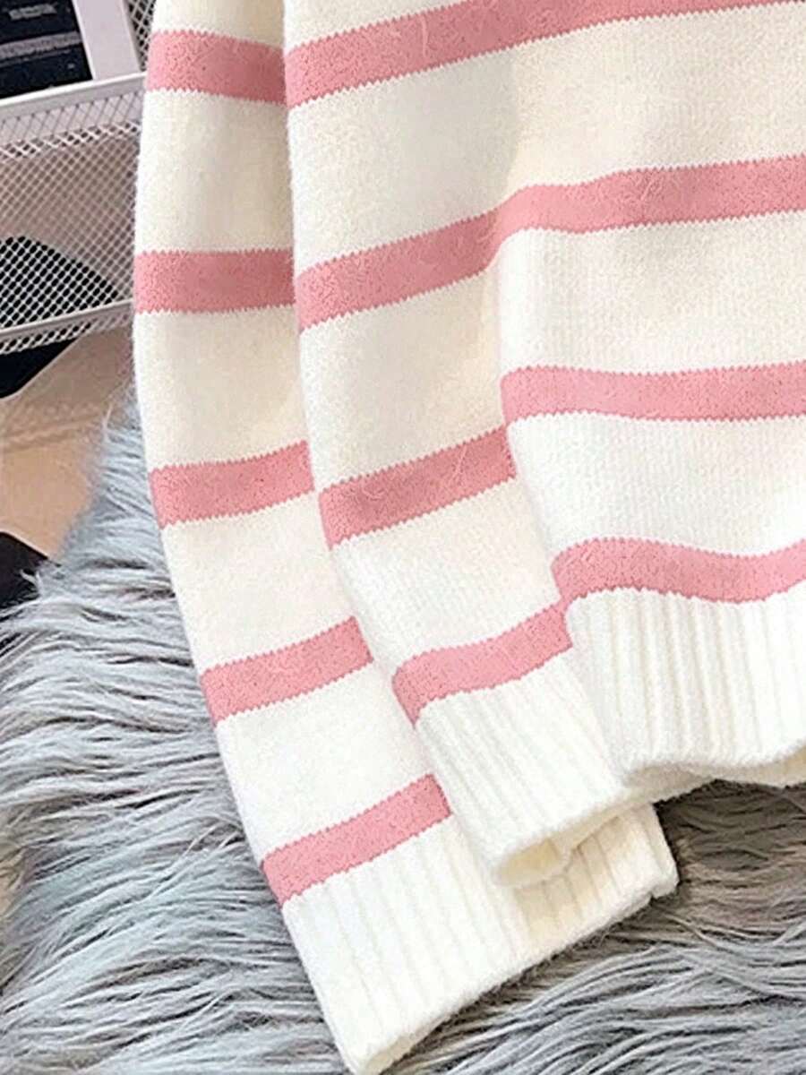 Bernina Striped Half Zip Collared Knit Sweater