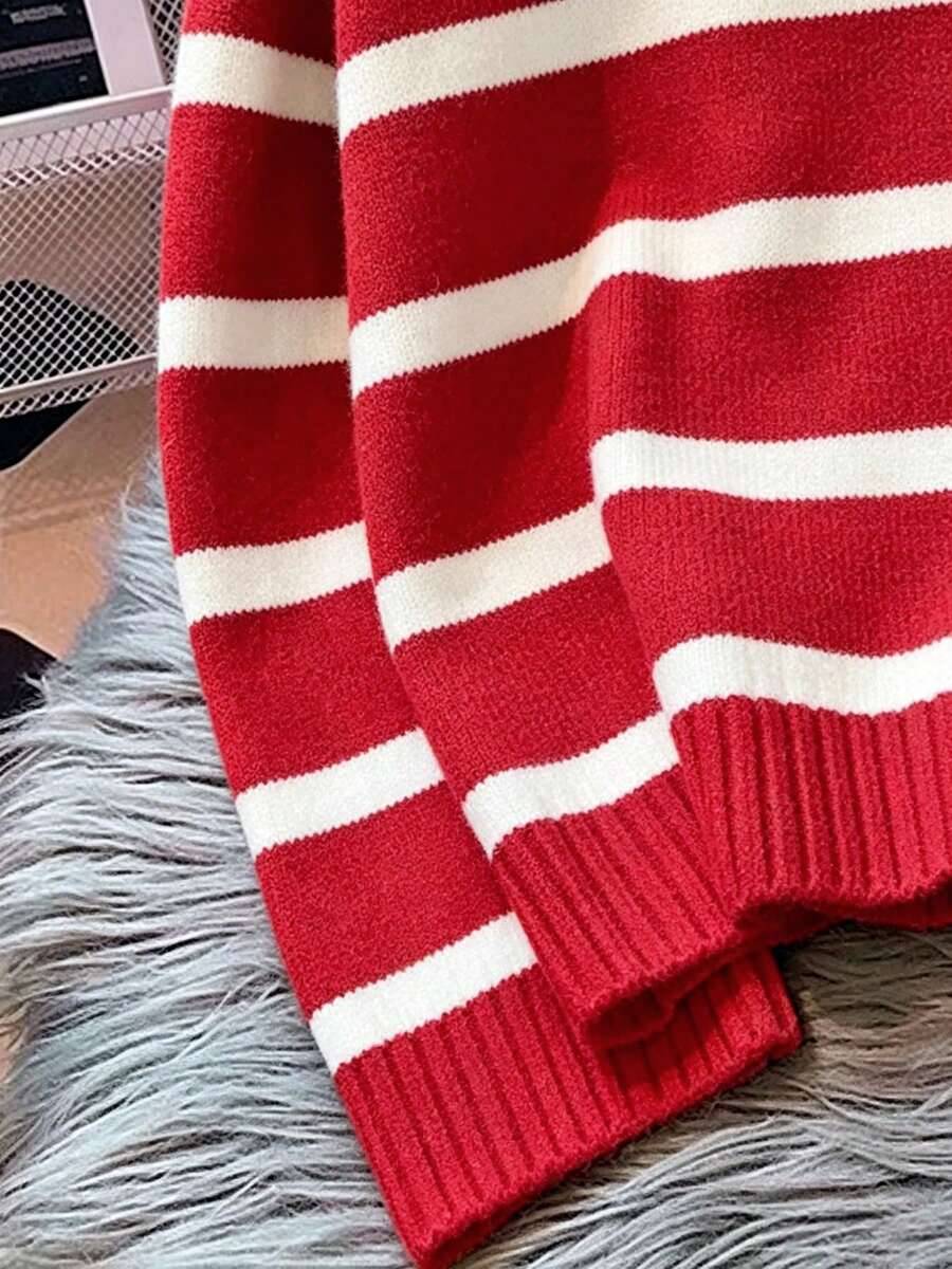 Bernina Striped Half Zip Collared Knit Sweater