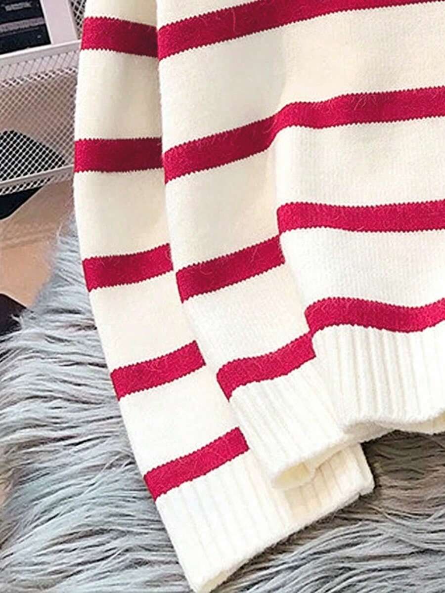 Bernina Striped Half Zip Collared Knit Sweater