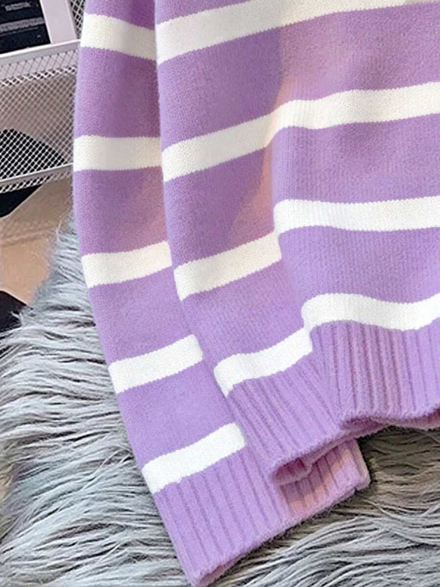 Bernina Striped Half Zip Collared Knit Sweater