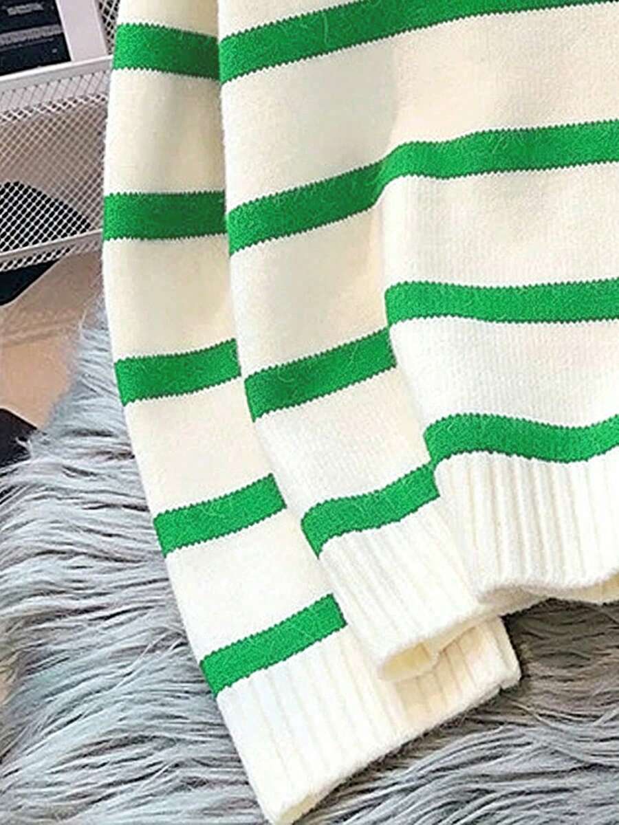Bernina Striped Half Zip Collared Knit Sweater