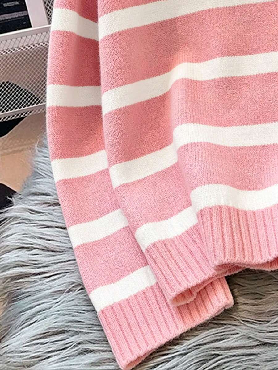 Bernina Striped Half Zip Collared Knit Sweater