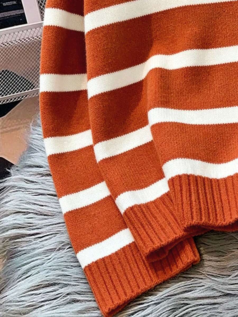 Bernina Striped Half Zip Collared Knit Sweater